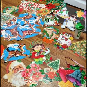 Vintage 1970s 80s Christmas cutouts window